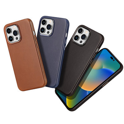 Husa Dux Ducis Naples pentru iPhone 14 Pro - Culoare Maro, Piele Magnetică cu MagSafe