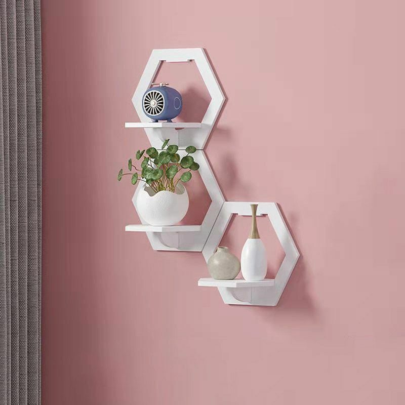 Raft Alb Decorativ Hexagonal, Patrat și Rotund,