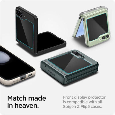 Pachet 2 Folii Tempered Glass Spigen GLAS.TR "EZ FIT" pentru Samsung Galaxy Z Flip 5 - Transparent