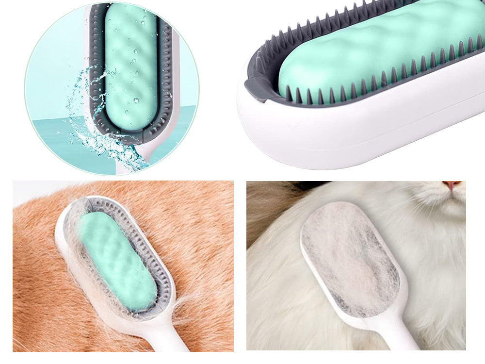 Perie de Pieptănare din Silicon 3-în-1 pentru Câini, Pisici și Alte Animale de Companie