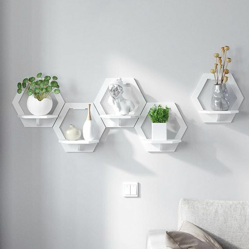 Raft Alb Decorativ Hexagonal, Patrat și Rotund,