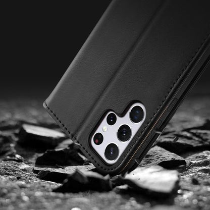 Husă Flip Dux Ducis Hivo din piele pentru Samsung S22 Ultra - neagră