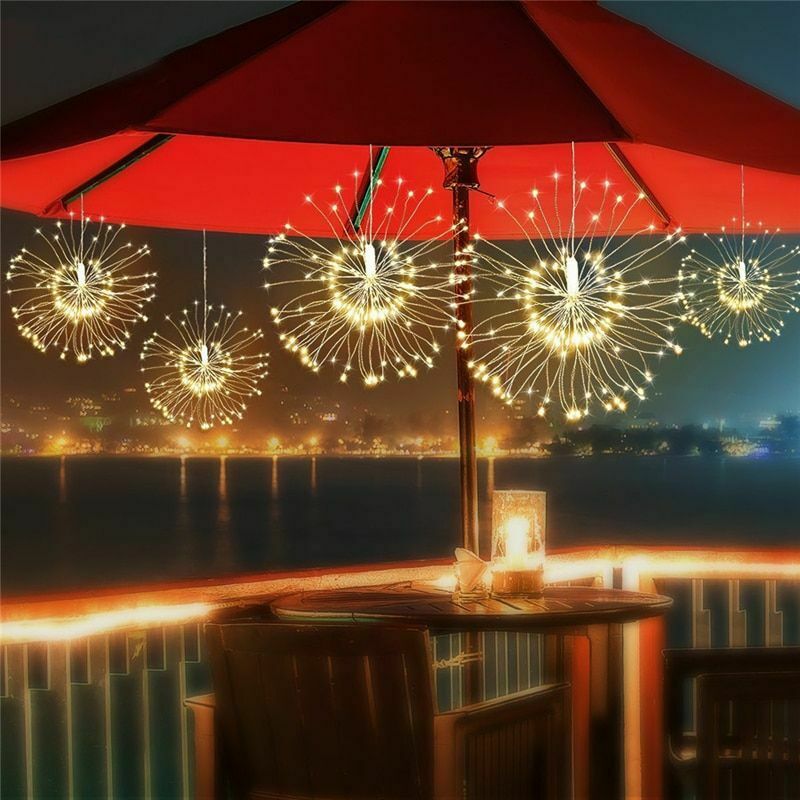 Instalație 5 Artificii Premium Solare cu Telecomandă, 500 LED-uri, 34 cm diametru