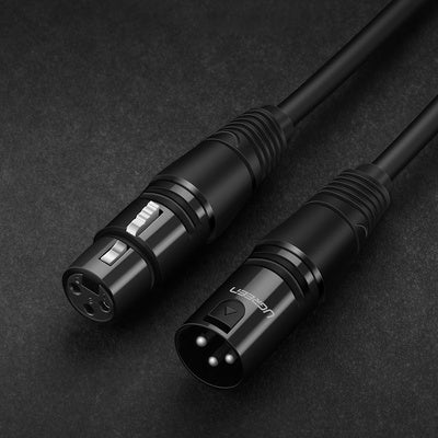 Cablu Audio UGREEN AV130 XLR Femelă - XLR Masculin pentru Microfon/Amplificator, 5m, Negru