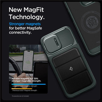 Husa Spigen Optik Armor Mag MagSafe iPhone 15 Pro Abyss Green