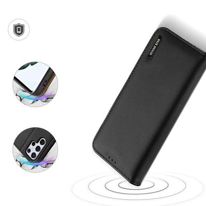 Husă Flip Dux Ducis Hivo din piele pentru Samsung S22 Ultra - neagră