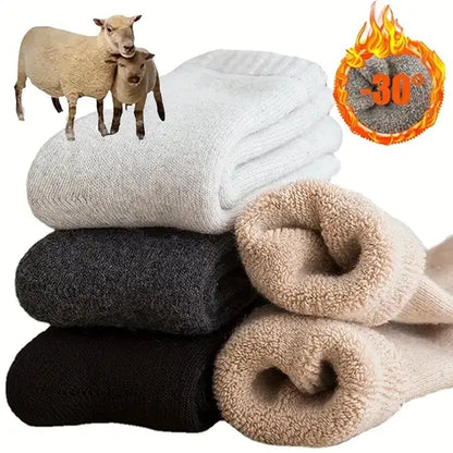 Set 4 Perechi Șosete Groase din Lână pentru Toamnă și Iarnă – Șosete Casual până la Gambă, Unisex (Mărimi 35-38 și 39-42)