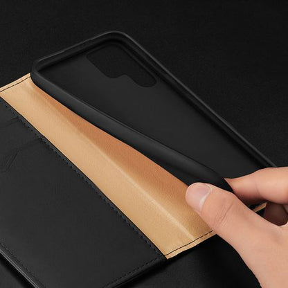 Husă Flip Dux Ducis Hivo din piele pentru Samsung S22 Ultra - neagră