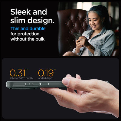 Husa Spigen Optik Armor Mag MagSafe iPhone 15 Pro Abyss Green