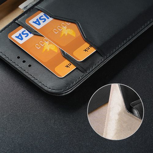 Husă Flip Dux Ducis Hivo din piele pentru Samsung S22 Ultra - neagră