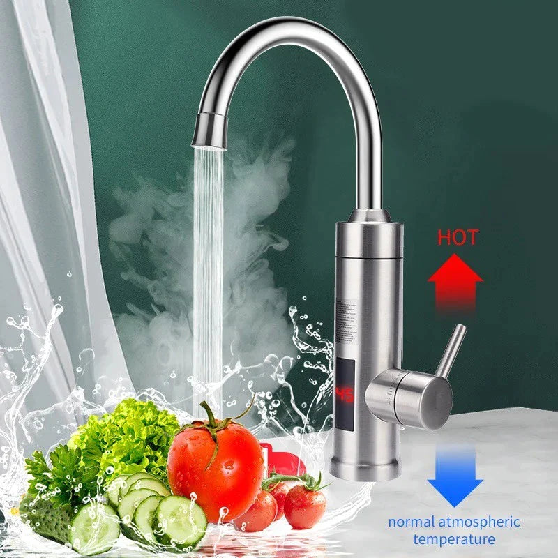Robinet Electric Instant din Inox, cu Display LED și Rotire 360 Grade, 3000W