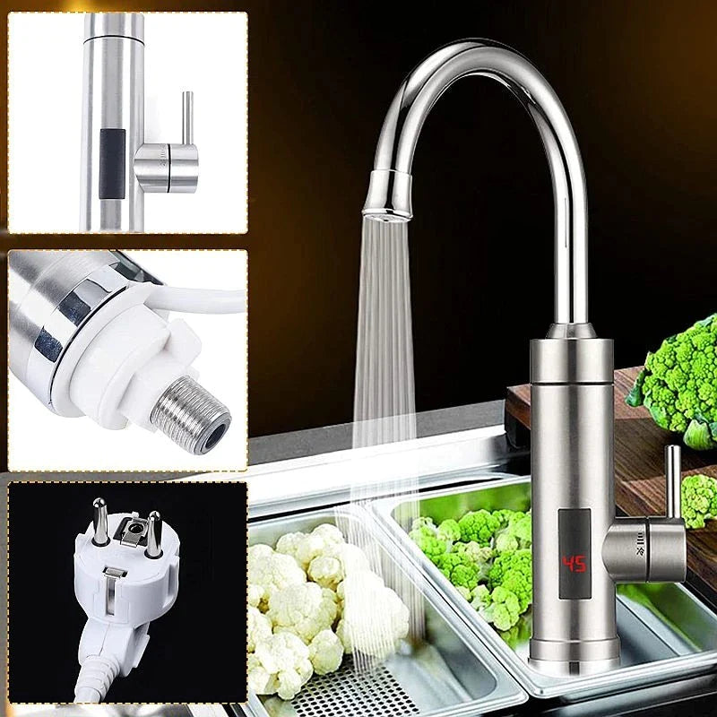 Robinet Electric Instant din Inox, cu Display LED și Rotire 360 Grade, 3000W