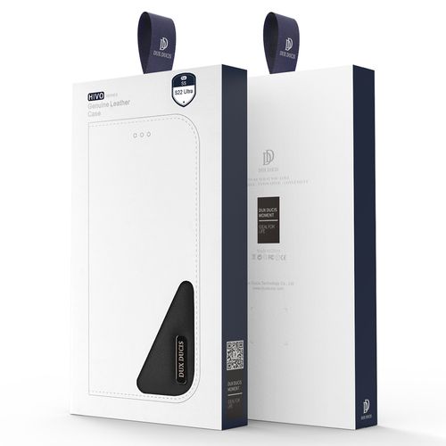 Husă Flip Dux Ducis Hivo din piele pentru Samsung S22 Ultra - neagră