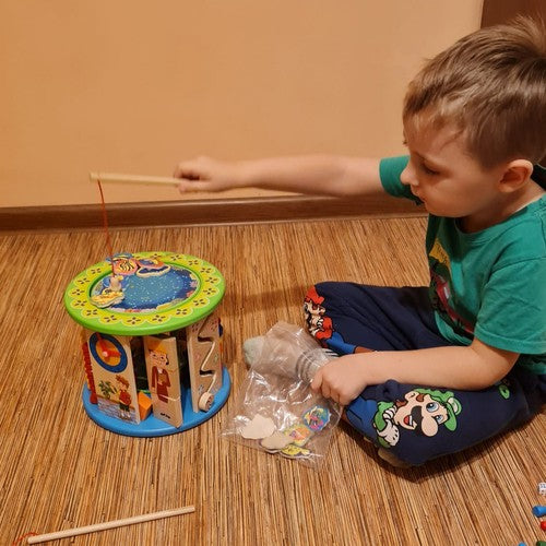 Cub educațional din lemn pentru copii - Jucărie multifuncțională 11 în 1