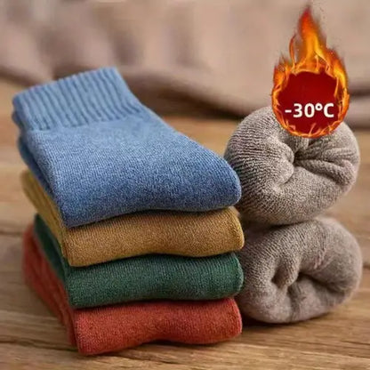 Set 4 Perechi Șosete Groase din Lână pentru Toamnă și Iarnă – Șosete Casual până la Gambă, Unisex (Mărimi 35-38 și 39-42)
