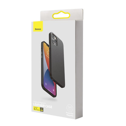Husa din Piele Eco Baseus Magnetic pentru iPhone 12 Pro Max 6.7" - Negru