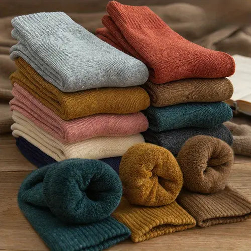 Set 4 Perechi Șosete Groase din Lână pentru Toamnă și Iarnă – Șosete Casual până la Gambă, Unisex (Mărimi 35-38 și 39-42)