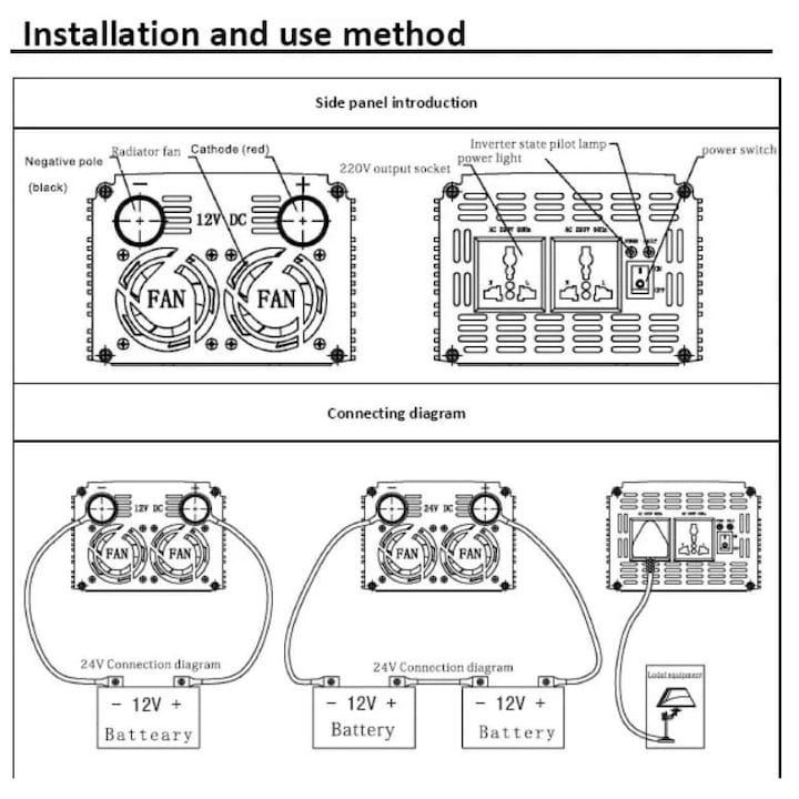 Invertor Solar 1000W, 12V DC - 230V AC, Beltt