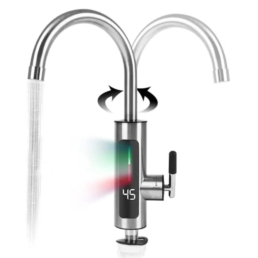 Robinet Electric Instant din Inox, cu Display LED și Rotire 360 Grade, 3000W