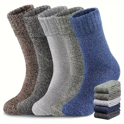 Set 4 Perechi Șosete Groase din Lână pentru Toamnă și Iarnă – Șosete Casual până la Gambă, Unisex (Mărimi 35-38 și 39-42)
