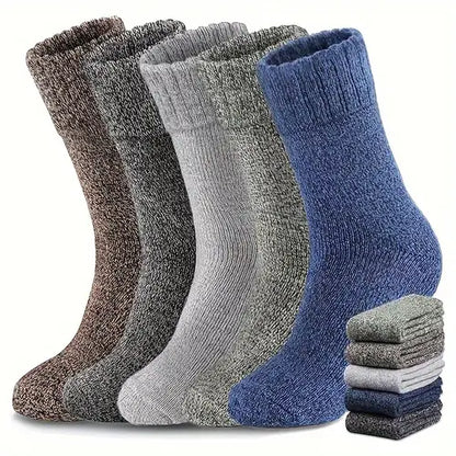 Set 4 Perechi Șosete Groase din Lână pentru Toamnă și Iarnă – Șosete Casual până la Gambă, Unisex (Mărimi 35-38 și 39-42)