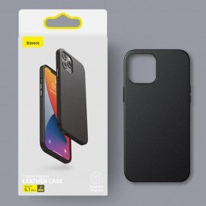 Husa din Piele Eco Baseus Magnetic pentru iPhone 12 Pro Max 6.7" - Negru