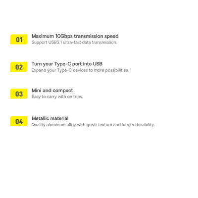 Adaptor Baseus Ingenuity Series USB-C to USB-A 10Gb/s - Negru