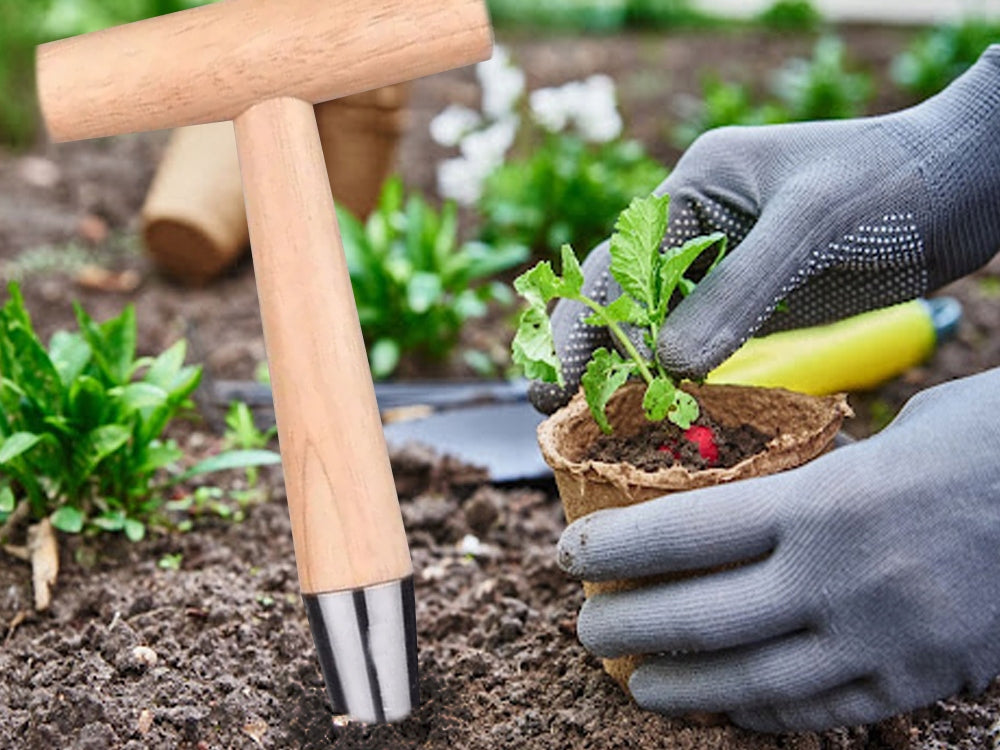 Unealta de Plantat din Lemn pentru Bulbi și Plante în Ghivece