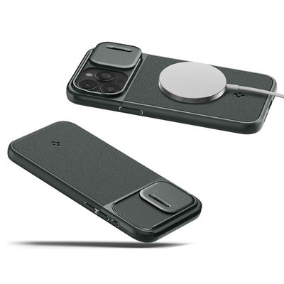 Husa Spigen Optik Armor Mag MagSafe iPhone 15 Pro Abyss Green