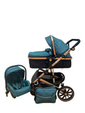 Carucior T4 3-in-1 cu Suspensii și Transformabil Landou-Sport