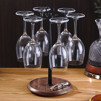 Suport rotativ pentru 6 pahare de vin, din lemn și metal, 24 x 35 cm – Elegant și practic