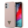 Husa Guess pentru iPhone 12 Mini 5.4" - Light Pink, Silicone Triangle Logo