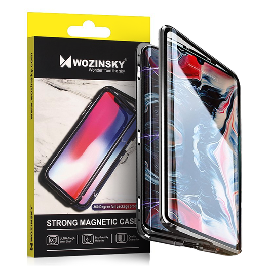 Husă magnetică Wozinsky Full cu sticlă temperată iPhone 7 plus - negru