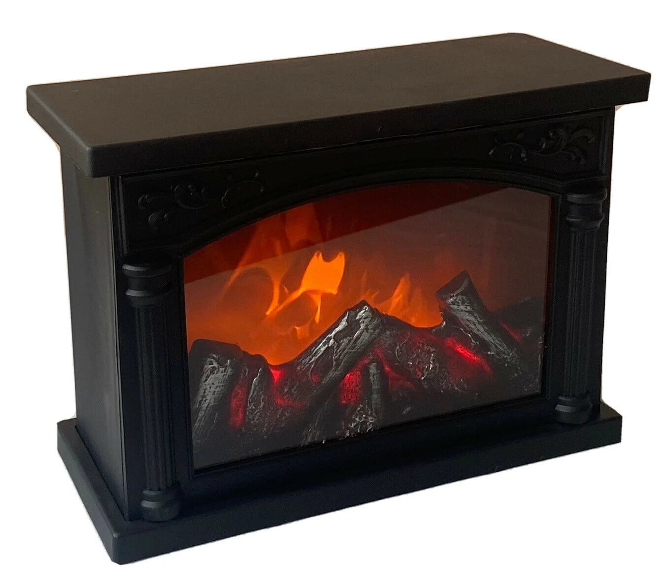 Șemineu Decorativ Luminat cu Efect de Flacără - 28cm x 20cm x 12cm, Funcționare pe Baterii