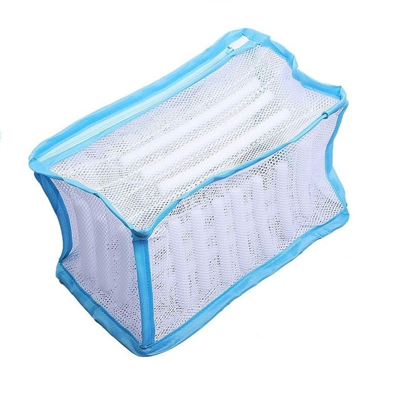 Sac pentru Spălat Încălțăminte, Poliester, Alb-Albastru, 33x19x15 cm