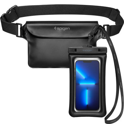 Set Spigen Aqua Shield A621: Borsetă Impermeabilă + Husă Plutitoare pentru Telefon - Negru