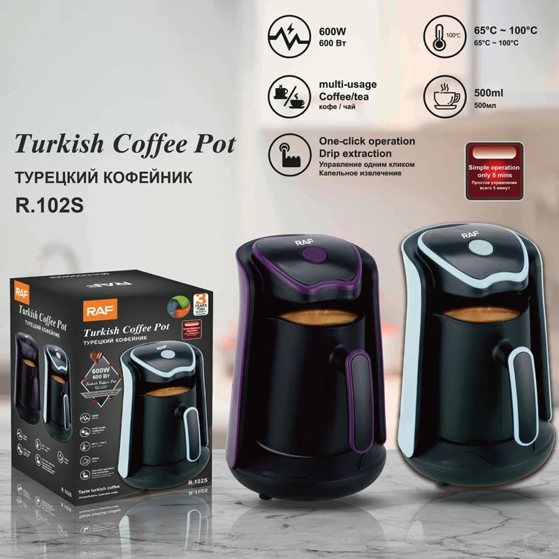 Aparat de Cafea Portabil RAF R.102S 600W pentru Cafea Turcească – Ideal pentru Acasă și Birou