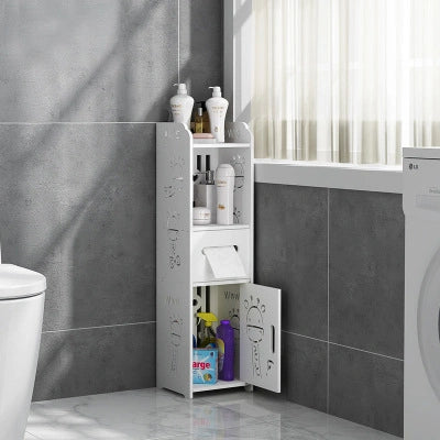 Dulap Vertical pentru Baie din PVC cu Poliță și Sertare, 80 x 20 x 18 cm