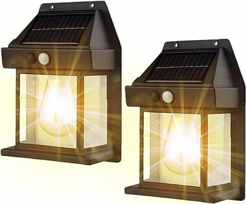Set 5 x Lampa Solara de Perete în Formă de Felinar, cu Senzor de Mișcare, 18W