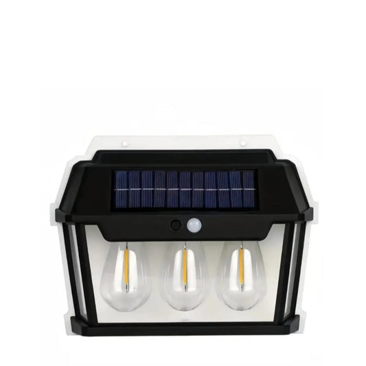 Set 4 x Lampa solară tip Felinar, cu 3 becuri, senzor de mișcare, 38W