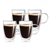 Set 4 Cani de Sticla cu Perete Dublu Teno859, model rotund, design modern, termorezistente, capacitate 350 ml, 12 x 9 cm