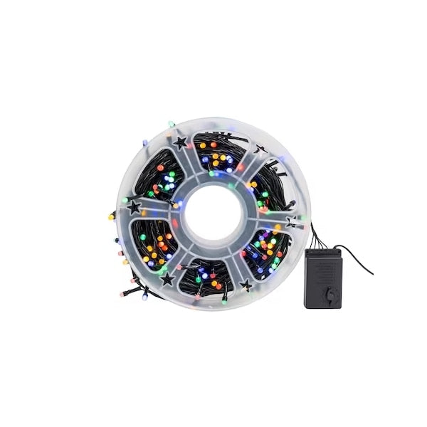 Instalatie de Craciun tip sir rola, 8 jocuri de lumini, fir negru, 300 LED-uri tip diamant 50M