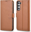 Husă iCarer din piele pentru Samsung Galaxy S22 - Book Case, Maro