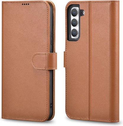 Husă iCarer din piele pentru Samsung Galaxy S22 - Book Case, Maro