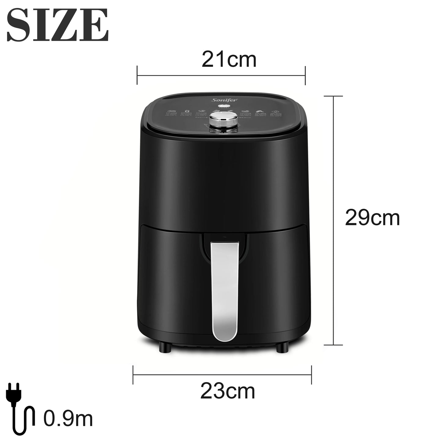 Friteuza cu aer cald SonyMax, 5L + CADOU - Set de 50 de hârtii de copt pentru AirFryer