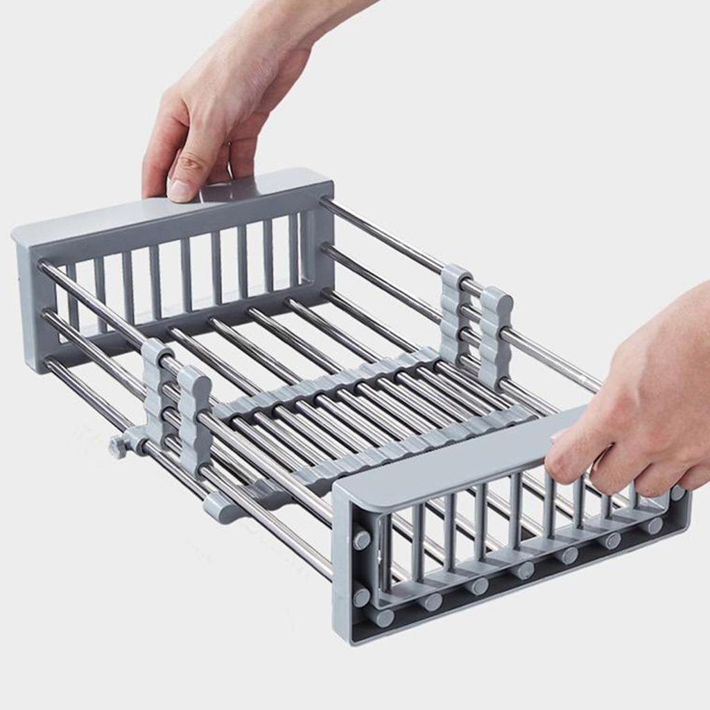 Suport de scurgere extensibil pentru vase peste chiuveta, organizator pe blat
