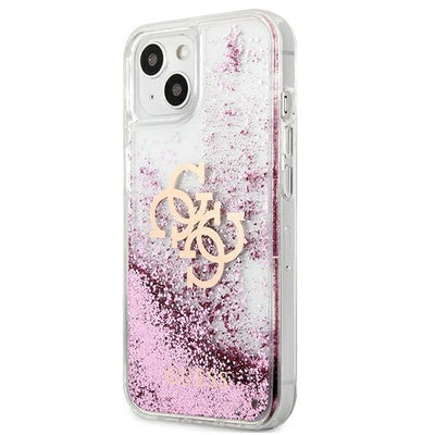 Husă Guess 4G Big Liquid Glitter pentru iPhone 13 Mini (5.4"), Roz