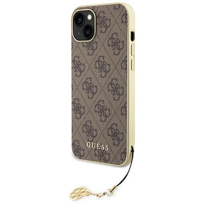 Husă Guess Hardcase pentru iPhone 15 Plus 6.7" - Brown/Brown, Colecția 4G Charms