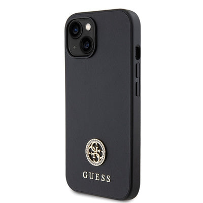 Husă Guess Hardcase pentru iPhone 15 Plus 6.7" - Black/Black, Colecția Strass Metal Logo