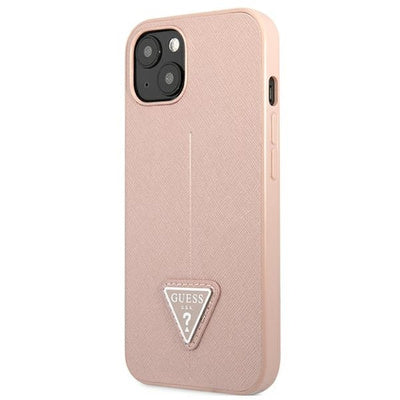 Husă Guess Saffiano Triangle Logo pentru iPhone 13 Mini (5.4"), Roz